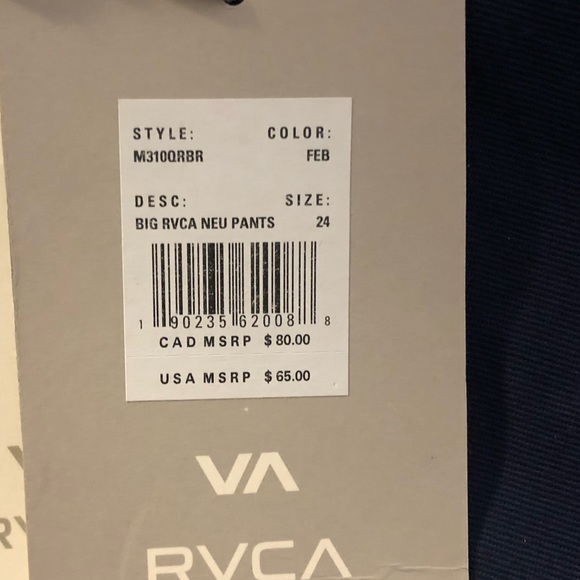 Bundle of NWT 2 pairs of RVCA gender neutral pants - Picture 6 of 8